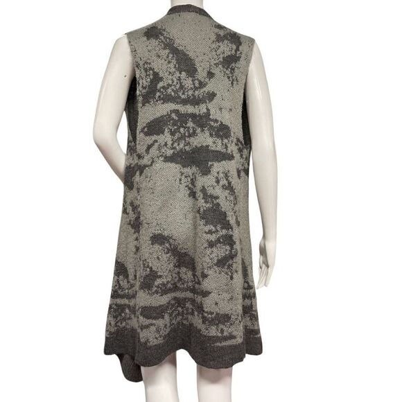 Barneys New York Womens XS Merino Wool Gray Sleeveless Long Open Front Cardigan - Picture 3 of 7